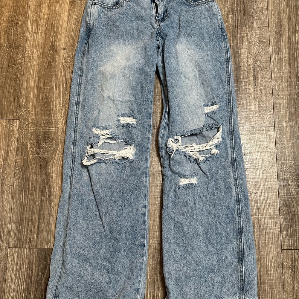 Women's Distressed Blue Jeans